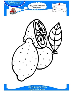 Çocuklar İçin Limon Boyama Sayfaları 